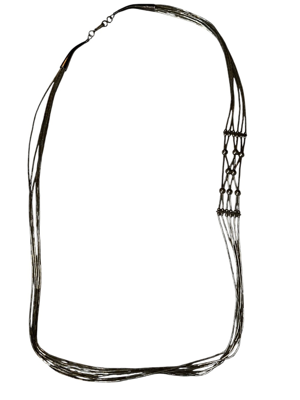 Sterling Liquid Silver Beaded 22” Native American Necklace